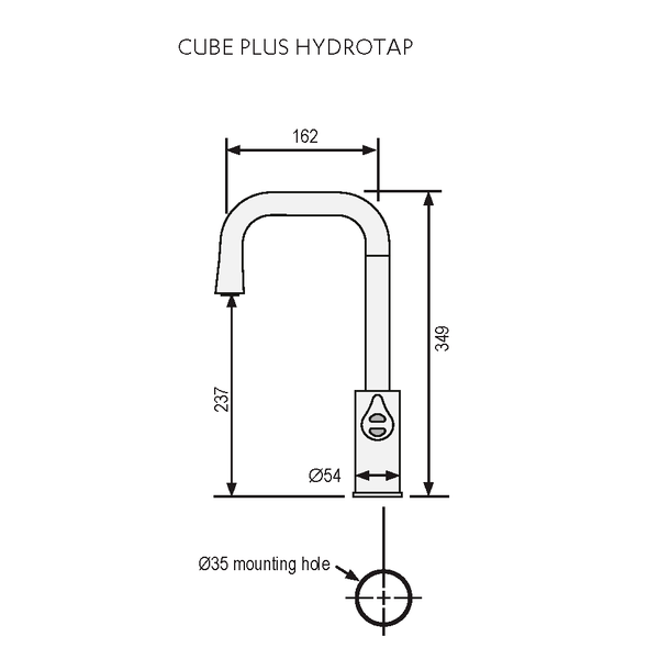 HydroTap G5 Cube Plus boiling chilled 240/175 bright chrome for work